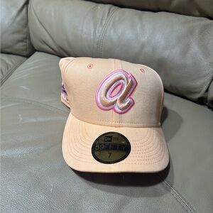 New Era Peach Cap with Pink Logo